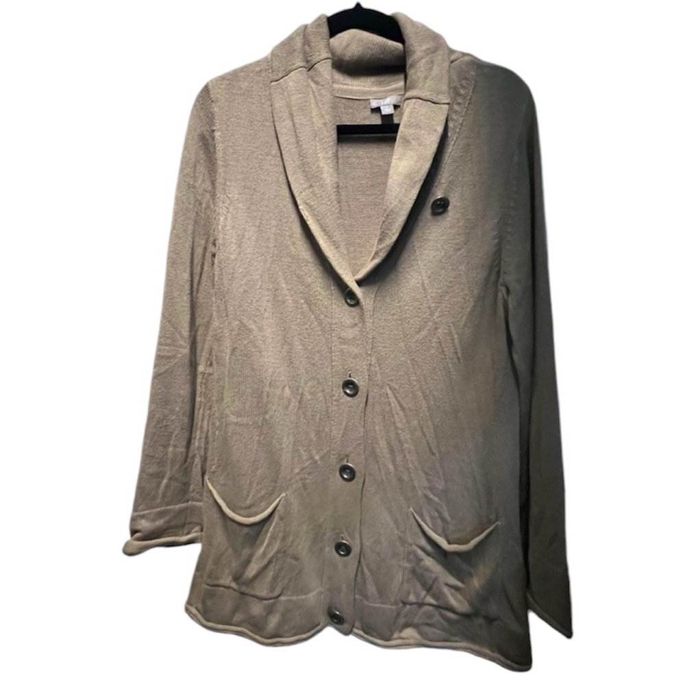 J. Jill cotton viscose angora blend knit button front cardigan tan womens medium